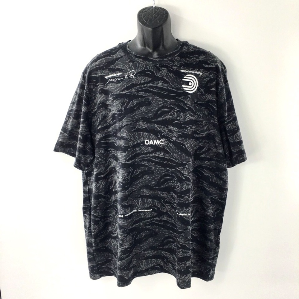 OAMC Mens Schule T Shirt Black Camo Crewneck Short Sleeve Cotton SS 19 Sz XXL